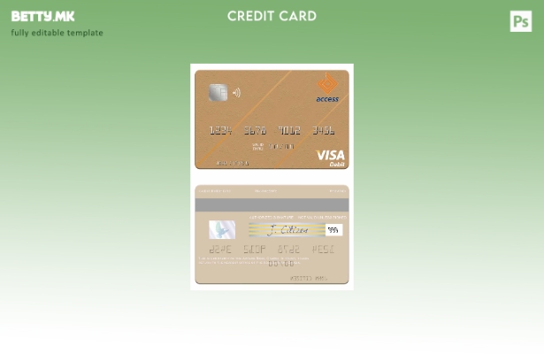 Модерен стил Шаблон за виза за дебитна картичка Гамбија пристап банка